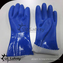 SRSAFETY Beste längere Arbeitshandschuhe PVC / blaue PVC gepunktete Handschuhe / längere Handschuhe PVC